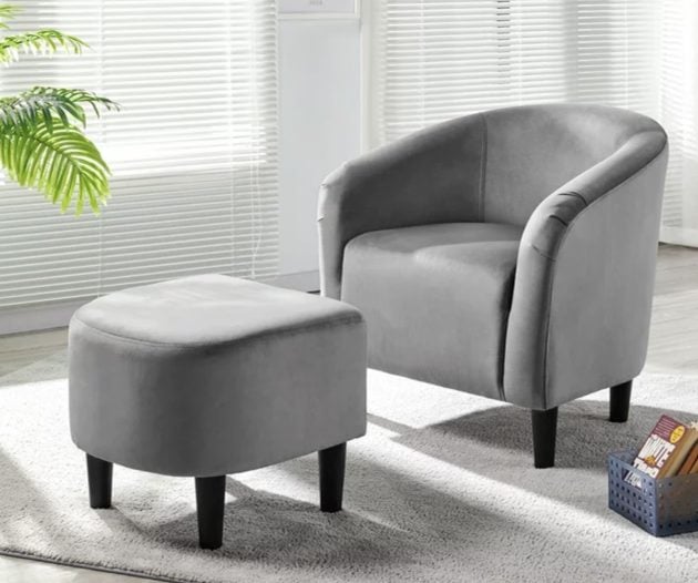 Renwick Barrel Accent Chair with Ottoman
